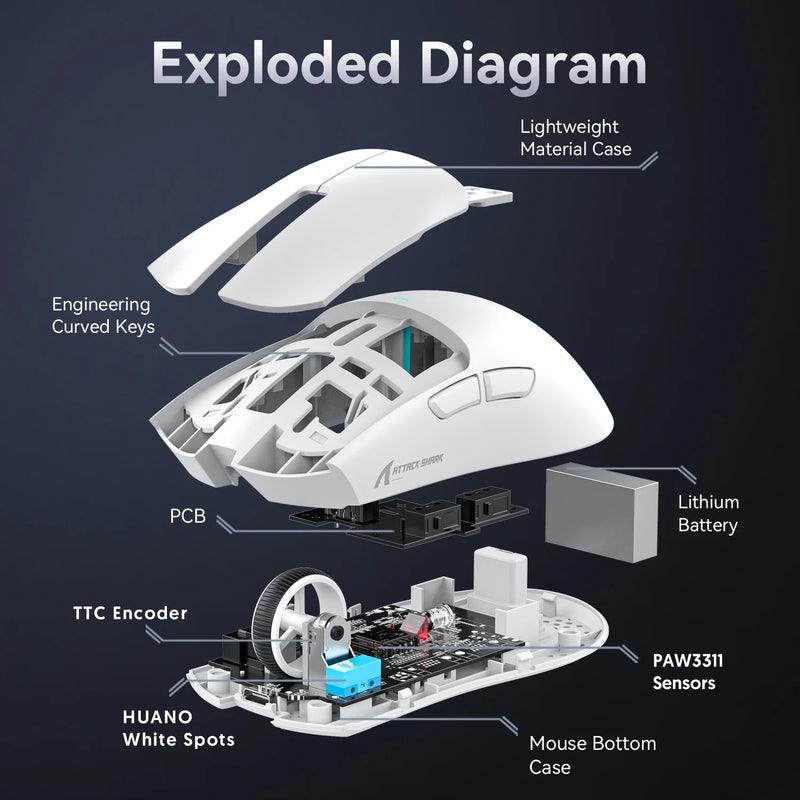 Attack Shark X11 Mouse RGB SEM FIO