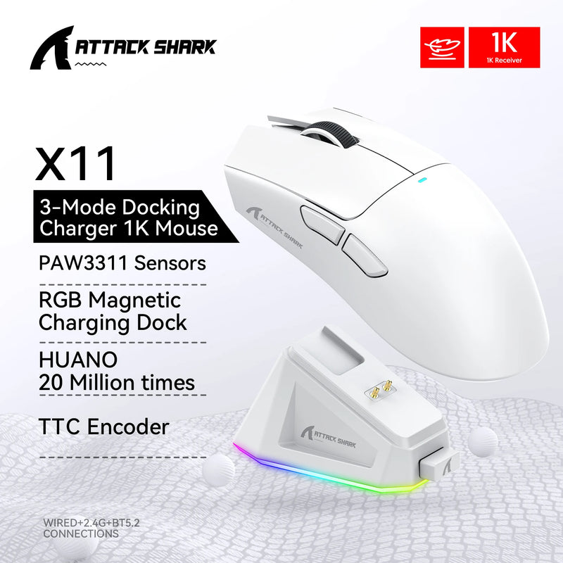 Attack Shark X11 Mouse RGB SEM FIO