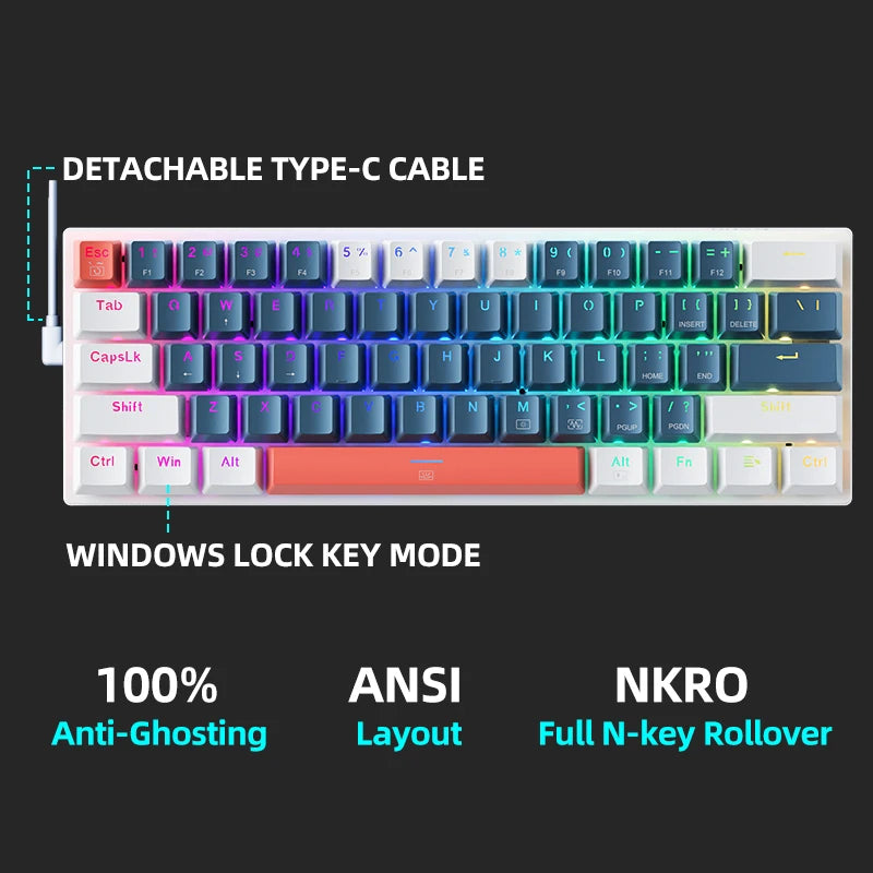 Machenike K500-B61 Mini Teclado Mecânico 60%.