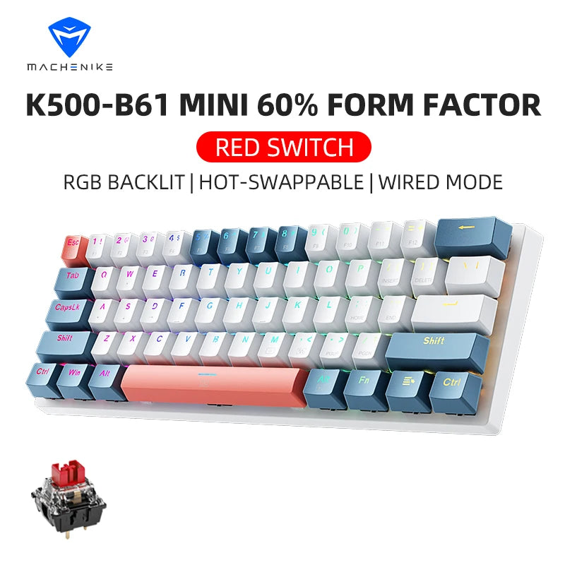 Machenike K500-B61 Mini Teclado Mecânico 60%.