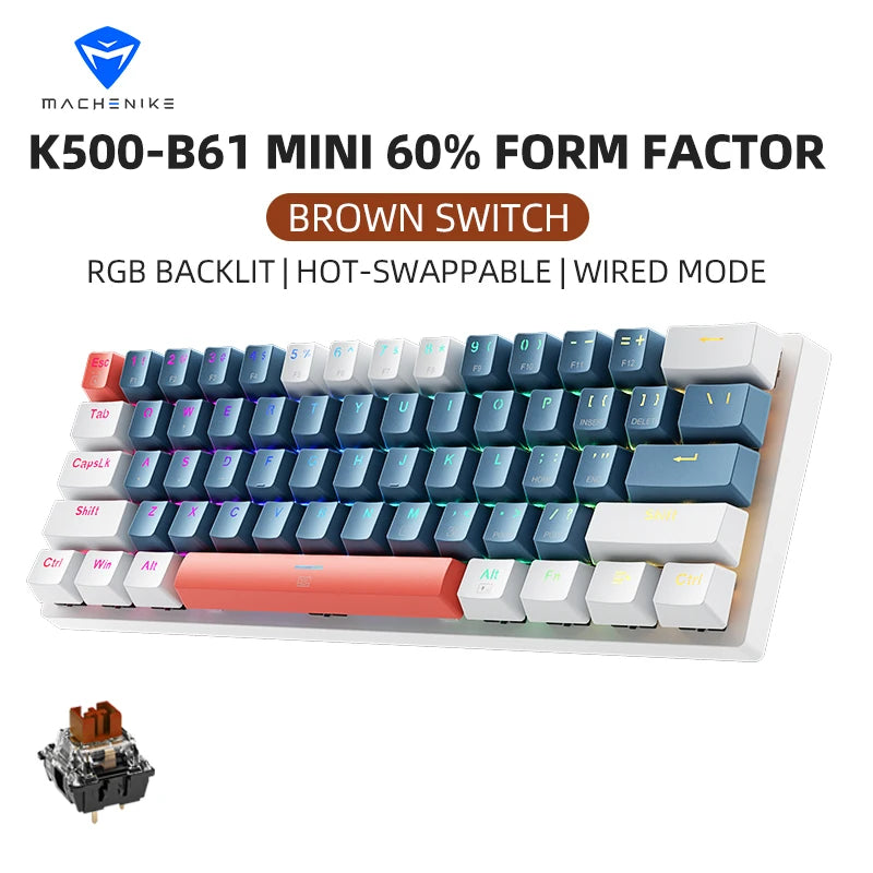 Machenike K500-B61 Mini Teclado Mecânico 60%.